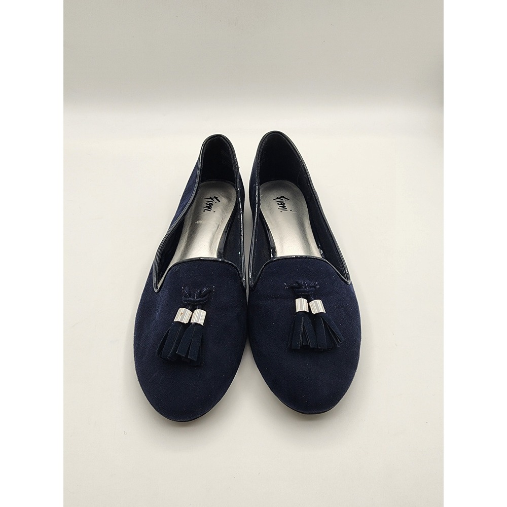 Fioni Navy Blue Faux Suede Tassel Loafers Flats Size 6